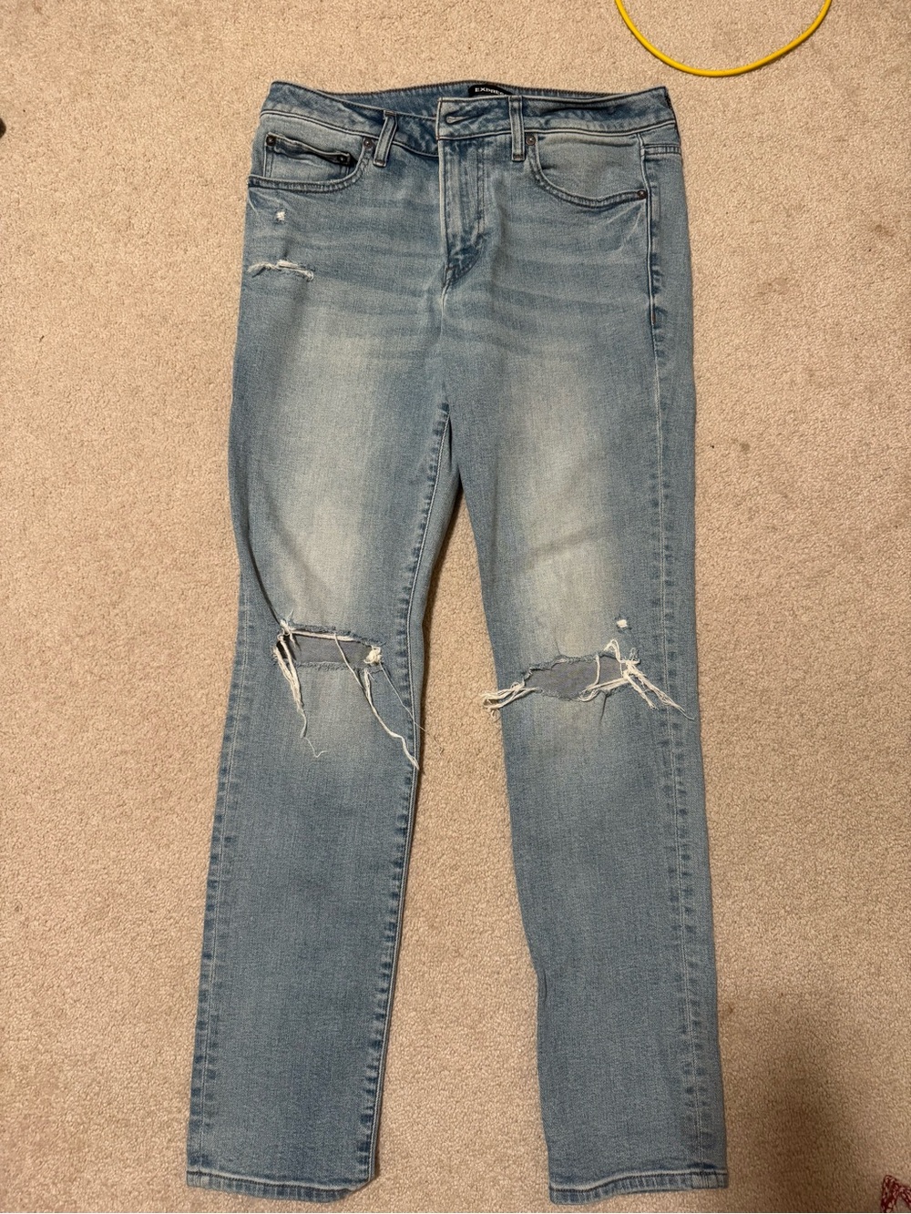 Express Men’s Light Blue Distressed Skinny Jeans